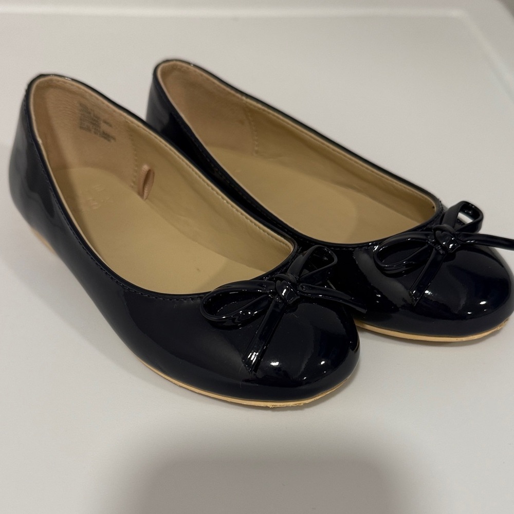 Janie and Jack Shiny Blue patent Flats with Bow size 11